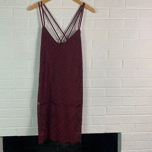 Medium burgundy lace shift dress
